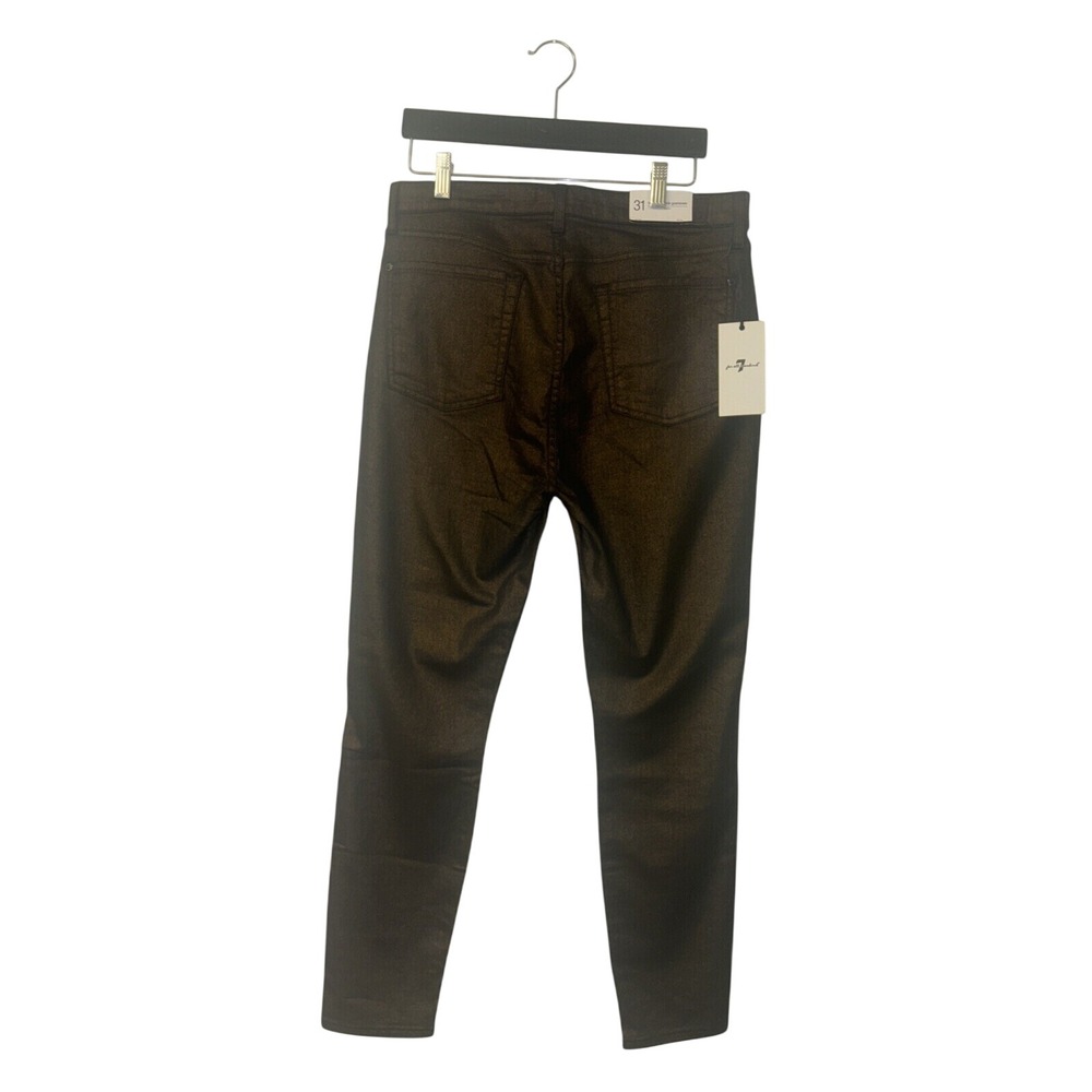 7 For All Mankind High Waist Ankle Gwenevere Skinny Jeans Metallic Bronze 31